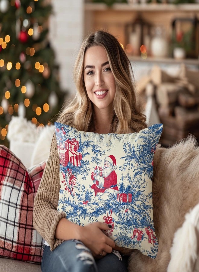 Exqcom Chinoiserie Santa Christmas Throw Pillow Covers 18x18 inch, Chinoiserie Christmas Santa Claus Pillow Case Decor Decorations - Image 2